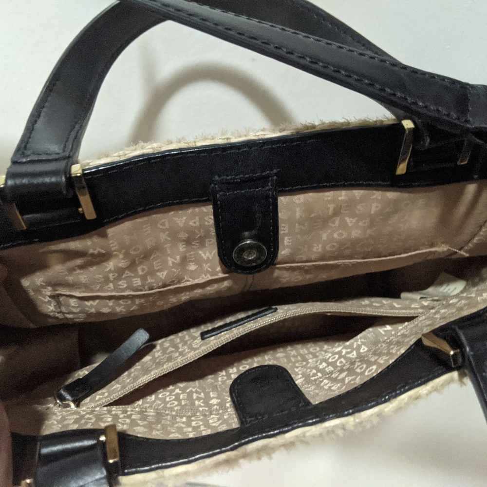 Kate Spade vintage straw & black leather purse - Picture 6 of 7